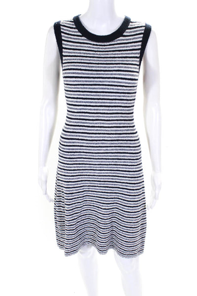 Rag & Bone Jean Womens Tight Knit Striped Tank Dress White Navy Blue Size S