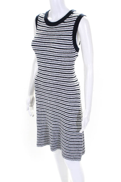 Rag & Bone Jean Womens Tight Knit Striped Tank Dress White Navy Blue Size S