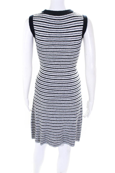 Rag & Bone Jean Womens Tight Knit Striped Tank Dress White Navy Blue Size S