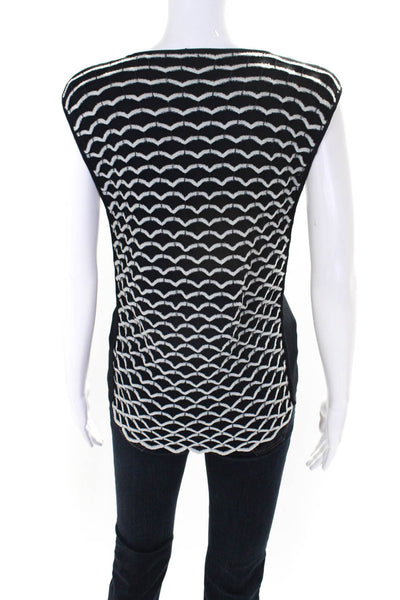 Giorgio Armani Women's Wavy Print Sleeveless Knit Top Black Size 44