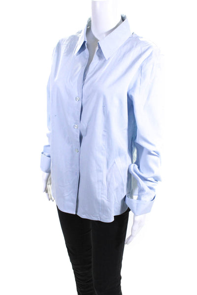 Calvin Klein Womens Cotton Darted Buttoned Collared Long Sleeve Top Blue Size M