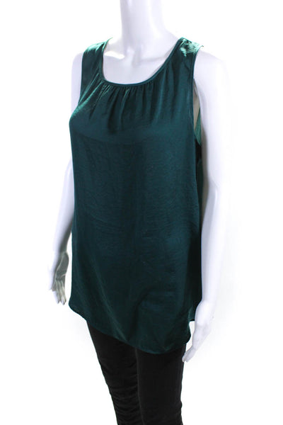 Cabi Womens Tied Round Neck Sleeveless Pullover Blouse Top Green Size L