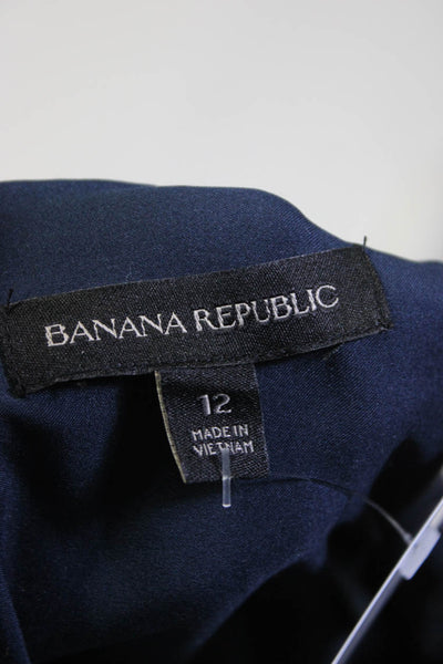 Banana Republic Womens Graphic Print Zipped Darted Sleeveless Dress Navy Size 12