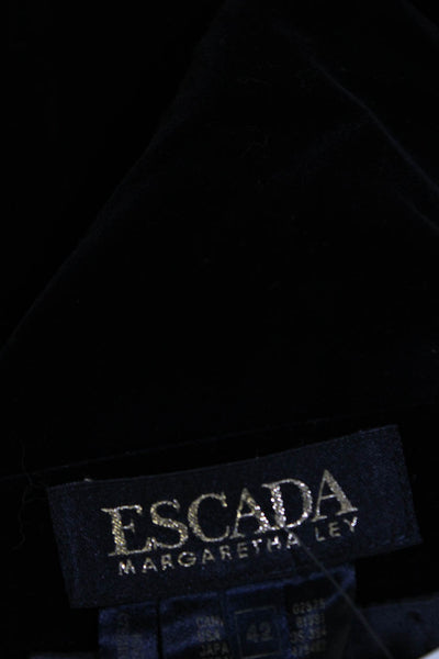 Escada Womens Knee Length Lined Velvet Pencil Skirt Navy Blue Size EU 42
