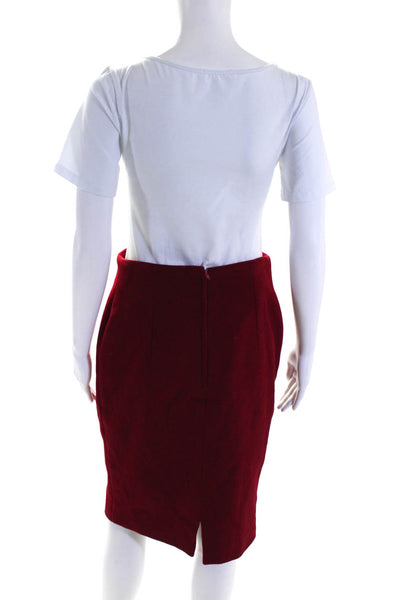 Claude Rap Womens Knee Length Fleece Pencil Skirt Red Wool Size IT 42