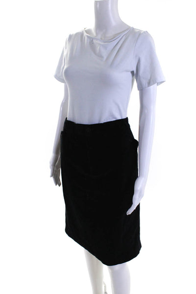 Lauren Ralph Lauren Womens Velvet Knee Length Pencil Skirt Black Size 8