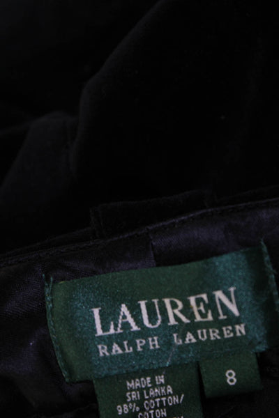 Lauren Ralph Lauren Womens Velvet Knee Length Pencil Skirt Black Size 8