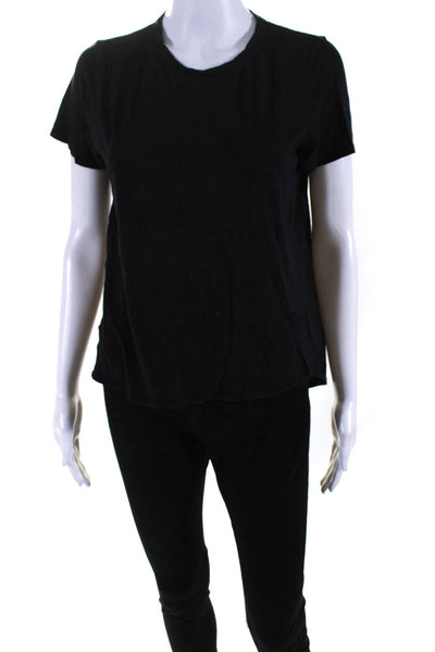 Veronica Beard Womens Round Neck Short Sleeve Pullover T-Shirt Black Size M