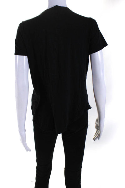 Veronica Beard Womens Round Neck Short Sleeve Pullover T-Shirt Black Size M