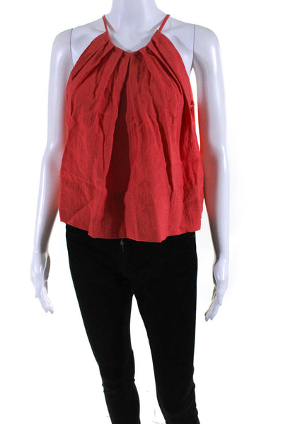 A.L.C. Womens Pleated Back Buttoned Pullover Sleeveless Tank Top Red Size 0