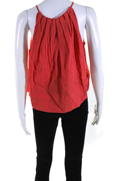 A.L.C. Womens Pleated Back Buttoned Pullover Sleeveless Tank Top Red Size 0