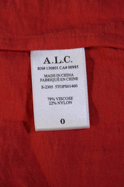 A.L.C. Womens Pleated Back Buttoned Pullover Sleeveless Tank Top Red Size 0