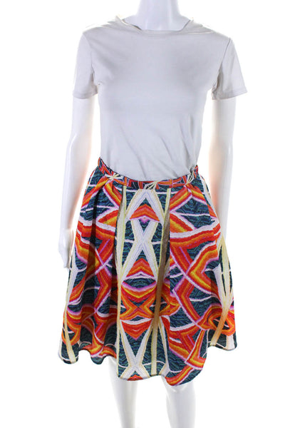PETER PILOTTO Women's Silk Abstract Print Pleated A-Line Skirt Multicolor Size 8