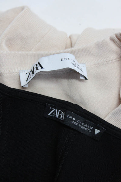 Zara Womens Bustier Tank Top Tight-Knit Sweater Black Light Pink Size M S Lot 2