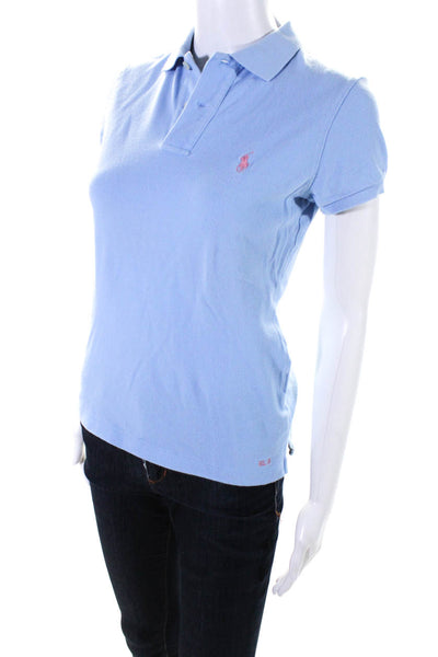 Ralph Lauren Blue Label Womens Cotton Collared Short Sleeve Polo Top Blue Size S