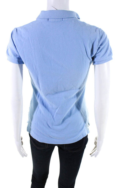 Ralph Lauren Blue Label Womens Cotton Collared Short Sleeve Polo Top Blue Size S