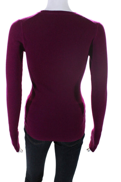 Theory Womens Merino Wool Knit Long Sleeve Crewneck Shirt Top Purple Size PP