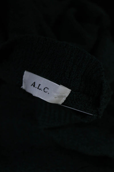 ALC Womens Long Sleeved Crew Neck Thin Knit Side Split Sweater Green Size S