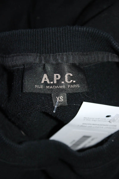 APC Womens Long Sleeved Front Pocket Crew Neck Sweatshirt Top Black Size XS
