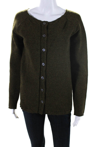 APC Womens 100% Wool Tight Knit Long Sleeved Buttoned Cardigan Green Size S