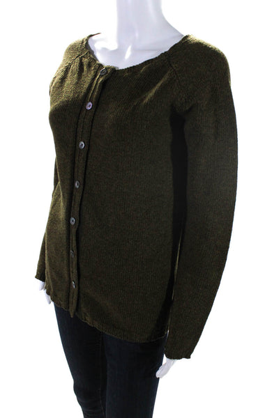 APC Womens 100% Wool Tight Knit Long Sleeved Buttoned Cardigan Green Size S