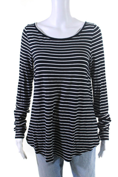 Calypso Saint Barth Womens Striped Long Sleeves Shirt Black White Size Medium