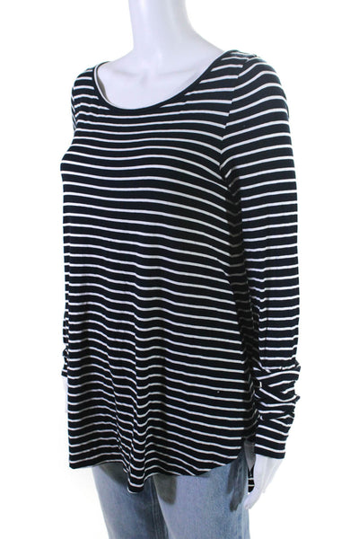 Calypso Saint Barth Womens Striped Long Sleeves Shirt Black White Size Medium