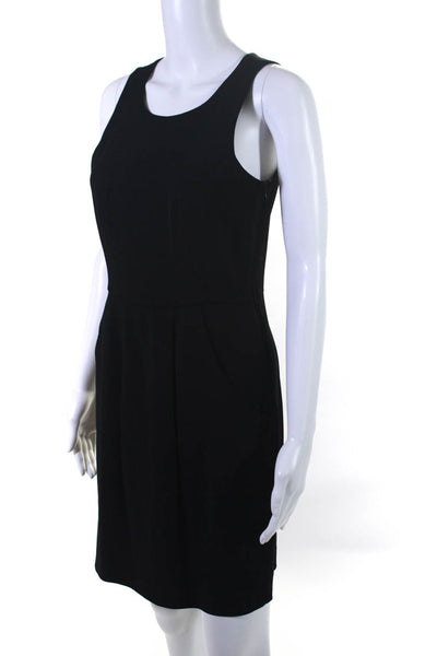 Theory Womens Round Neck Sleeveless A Line Pleated Short Dress Black Size 4