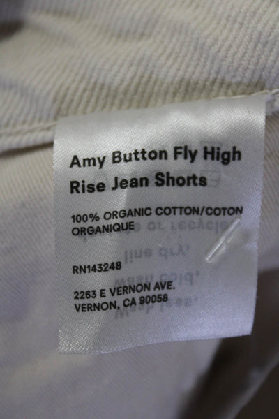 Reformation Jeans Womens Amy Button Fly High Rise Jean Shorts White Size 24