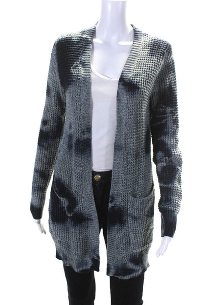 Line Womens Long Open Front Tie Dye Cardigan Sweater Blue Gray Cotton Size Small