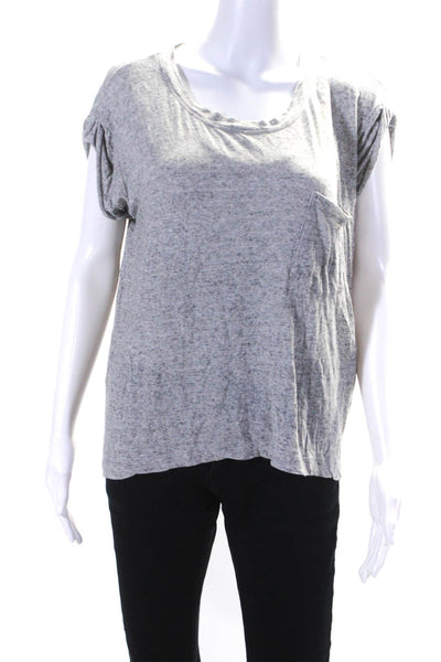 Wilt Womens Round Neck Short Sleeve Knit Tee Shirt Blouse Gray Size Small