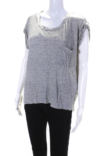 Wilt Womens Round Neck Short Sleeve Knit Tee Shirt Blouse Gray Size Small