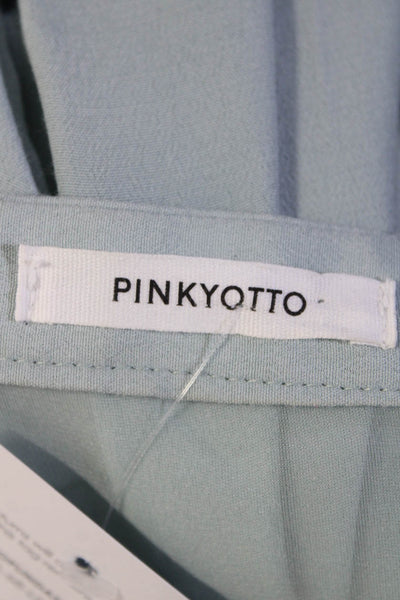 Pinkyotto Womens Sheer Yoke Long Sleeve Y Neck Top Blouse Light Green Size Small