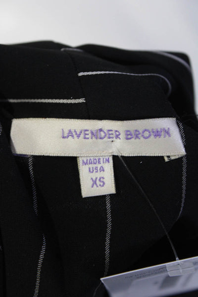 Lavender Brown Womens Striped Surplice Sleeveless Jumpsuit Black White Size XS