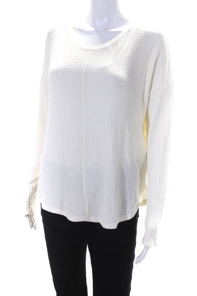 Calypso Saint Barth Women's Long Sleeve Waffle Knit Blouse White Size M