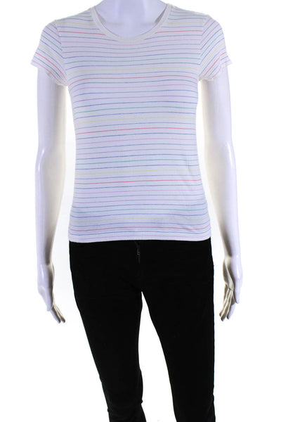 Theory Women's Short Sleeve Crewneck Striped T-Shirt Multicolor Size S