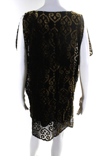 BB Dakota Women's Scoop Neck Abstract Print Velvet Shift Dress Black Size XS