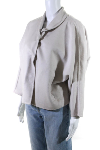 Prada Womens Button Front 3/4 Sleeve Collared Coat White Wool Size IT 38