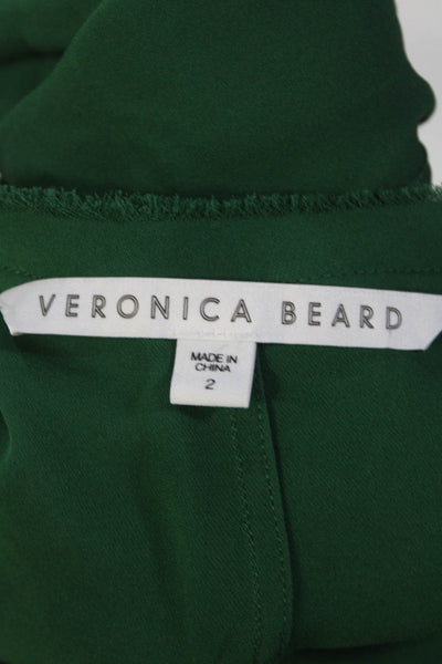 Veronica Beard Womens Short Sleeve Crew Neck Silk Shirt Emerald Green Size 2