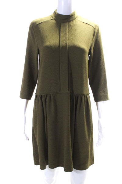 Ganni Women's 3/4 Sleeve Knee Length Casual Dress Green Size S
