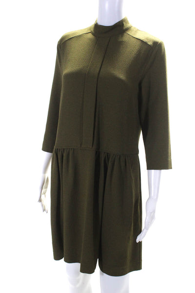 Ganni Women's 3/4 Sleeve Knee Length Casual Dress Green Size S