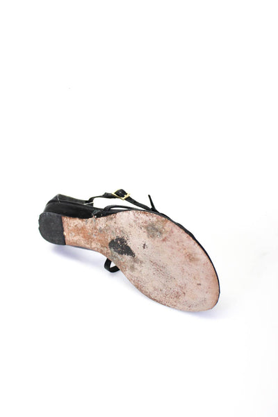 Loeffler Randall Womens Flynn Leather Ruffle Ankle Strap Sandals Black Size 8.5