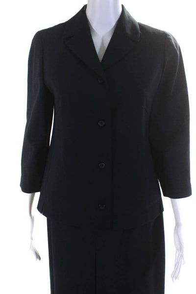 Studio Jax Womens Four Button Notched Lapel Skirt Suit Navy Blue Size 4