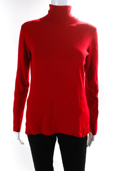 Pearl By Lela Rose Womens Pullover Knit Turtleneck Sweatshirt Red Size Large