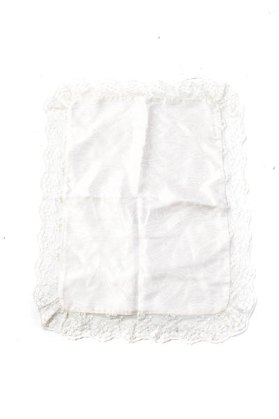 Valentino Intimo White Silk Satin Lace Trim Paisley Throw Pillow Case 15" x 11"