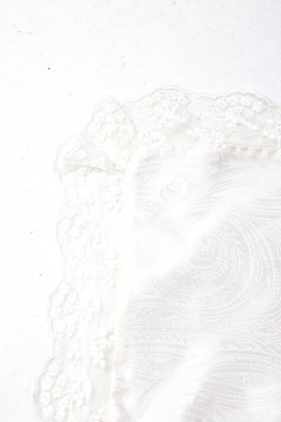 Valentino Intimo White Silk Satin Lace Trim Paisley Throw Pillow Case 15" x 11"