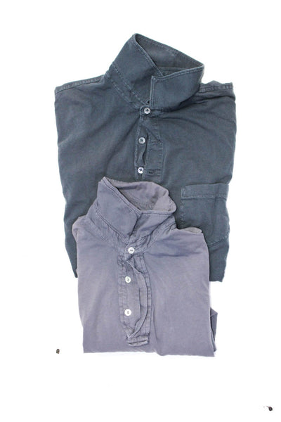 J Crew Barneys New York Mens Short Sleeve Polo Buttoned Shirts Gray Size M Lot 2