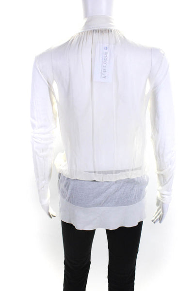 Vera Wang Womens Button Front Sheer Back V Neck Cardigan Sweater White Medium