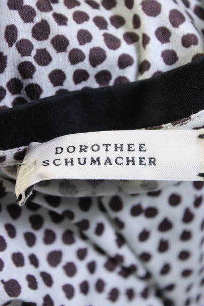 Dorothee Schumacher Womens Short Sleeve Spotted Shirt White Brown Cotton Size 3