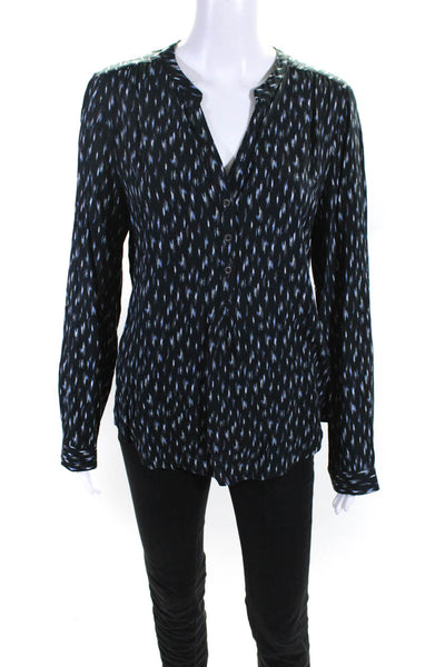 Soft Joie Womens Long Sleeve V Neck Abstract Shirt Black Abstract Size Medium